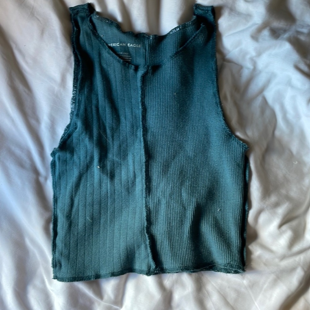 American Eagle Blue Tank Top Split Fabric